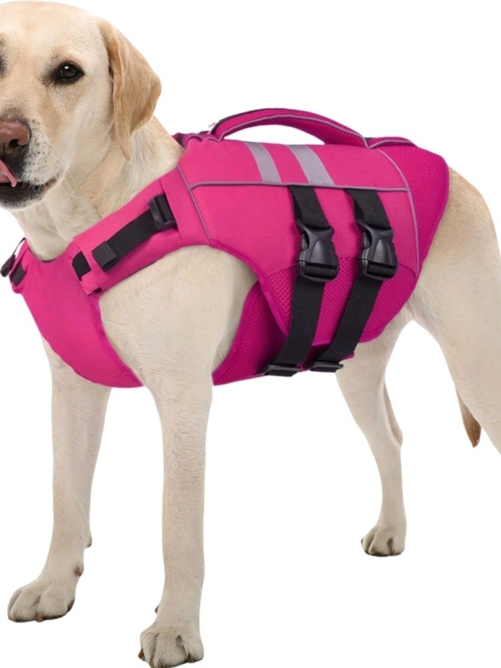 Kuoser Dog Swimming Life Jacket Reflective Stripes Adjustable Ripstop Pink 2XL